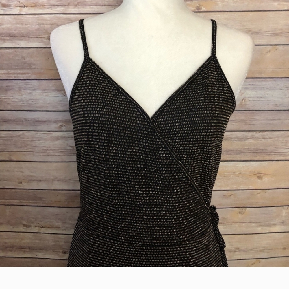 Ten Sixty Sherman Gold and Black Wrap Dress Size Large - Picture 3 of 5